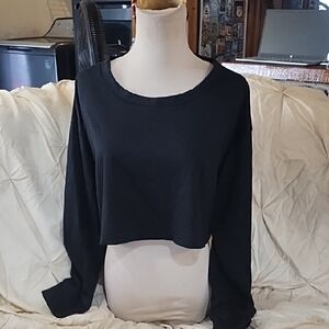 Black Cropped Long Sleeve Top